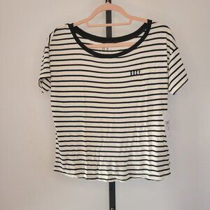 𝅺Roxy Ribbed Striped Boxy Tee Size Medium NWT